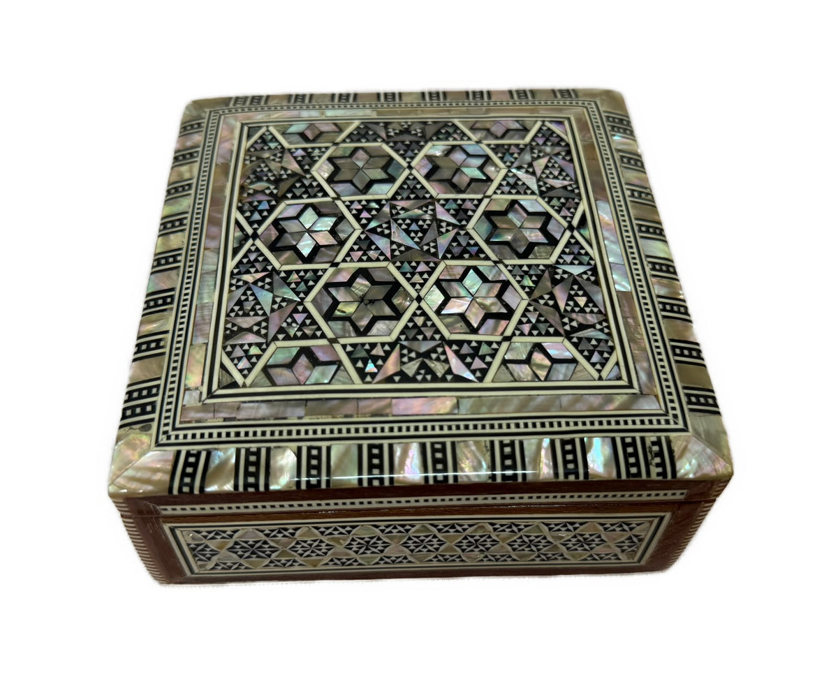 Handmade Mahogany Jewelry Box – Natural Shell Inlay - Laila Hand Made Gifts