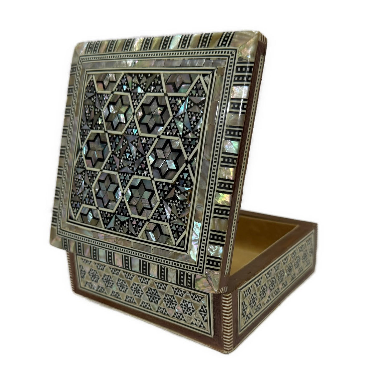 Handmade Mahogany Jewelry Box – Natural Shell Inlay - Laila Hand Made Gifts