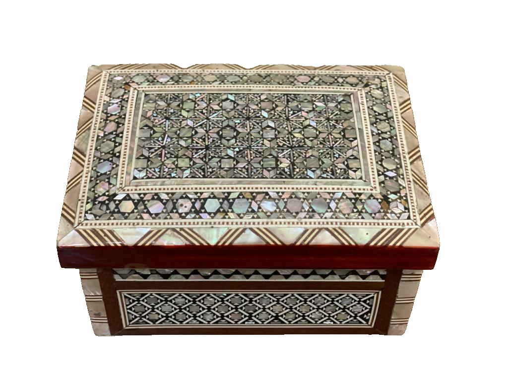 Handmade Wooden Jewelry Box Wood Trinket Storage Wood Box Mother of Pearl Inlay