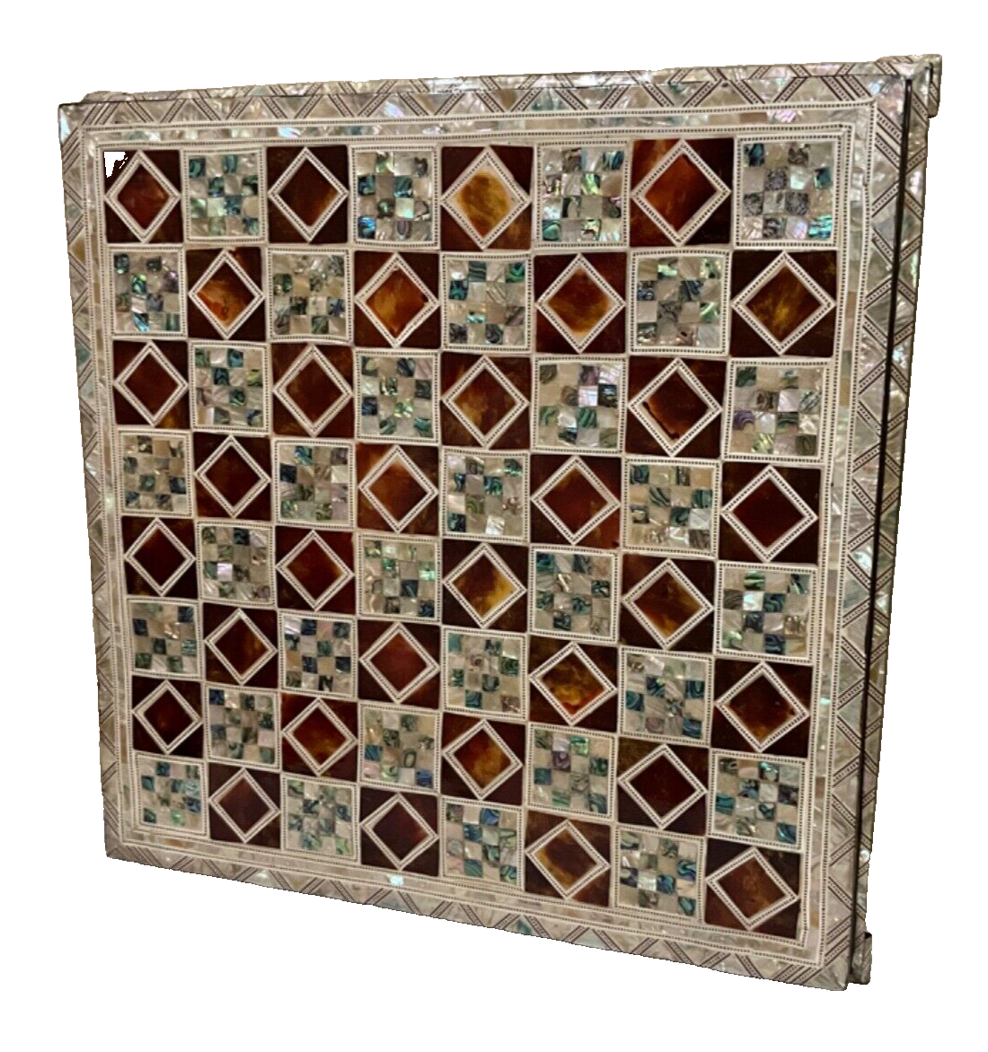 Handmade, Wood Chess Board, Game Board, Unique Board, Mother of Pearl Inlay 17"