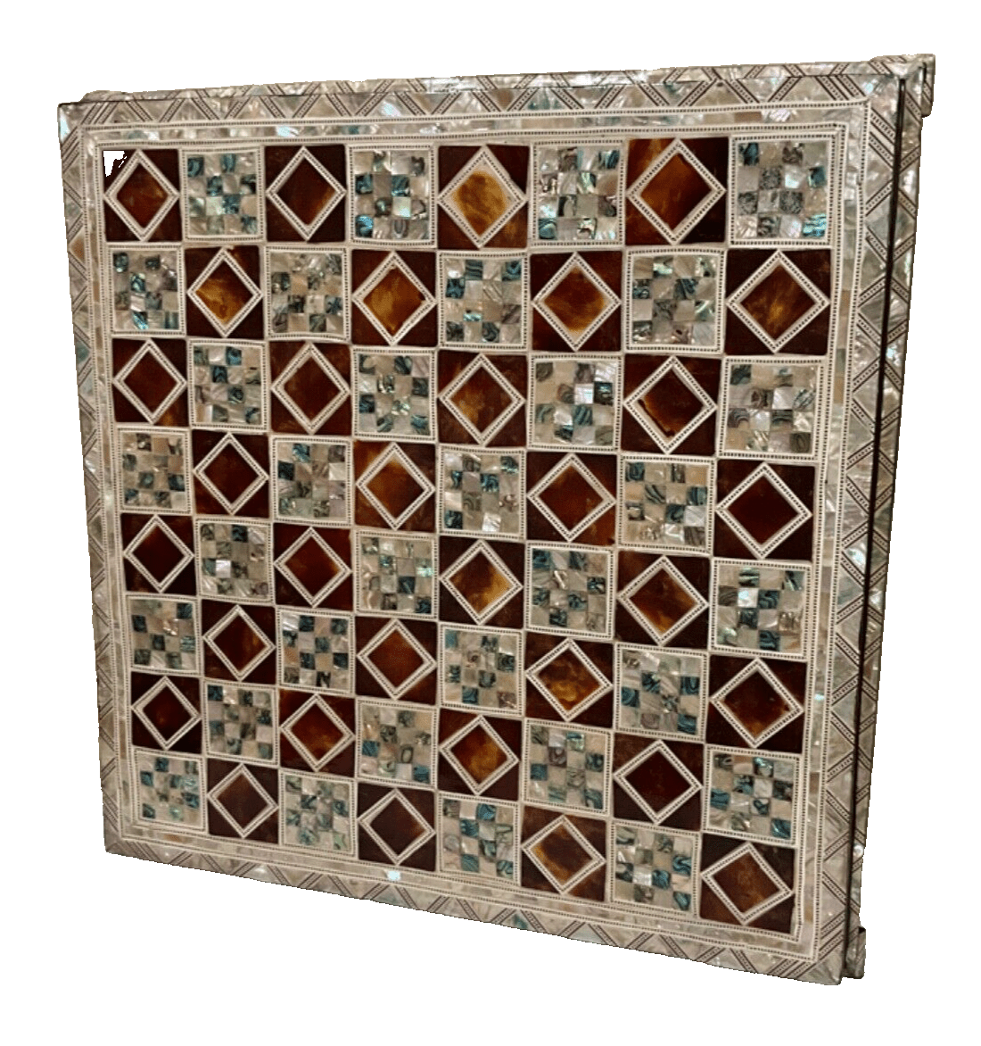 Handmade, Wood Chess Board, Game Board, Unique Board, Mother of Pearl Inlay 17" - Laila Hand Made Gifts