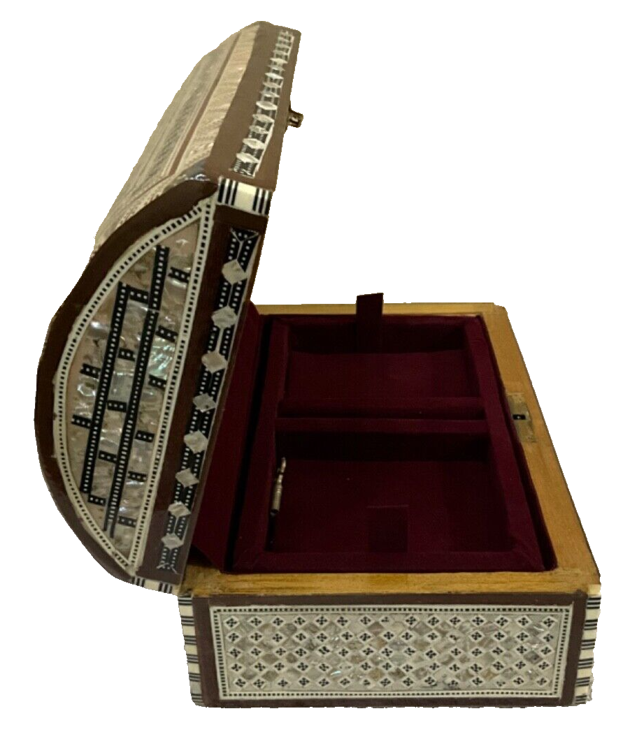 Handmade Wooden Jewelry Box Wood Trinket Storage Wood Box Mother of Pearl Inlay