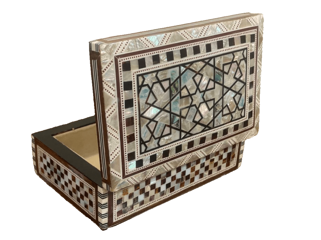 Handmade Wooden Jewelry Box Wood Trinket Storage Wood Box Mother of Pearl Inlay - Laila Hand Made Gifts