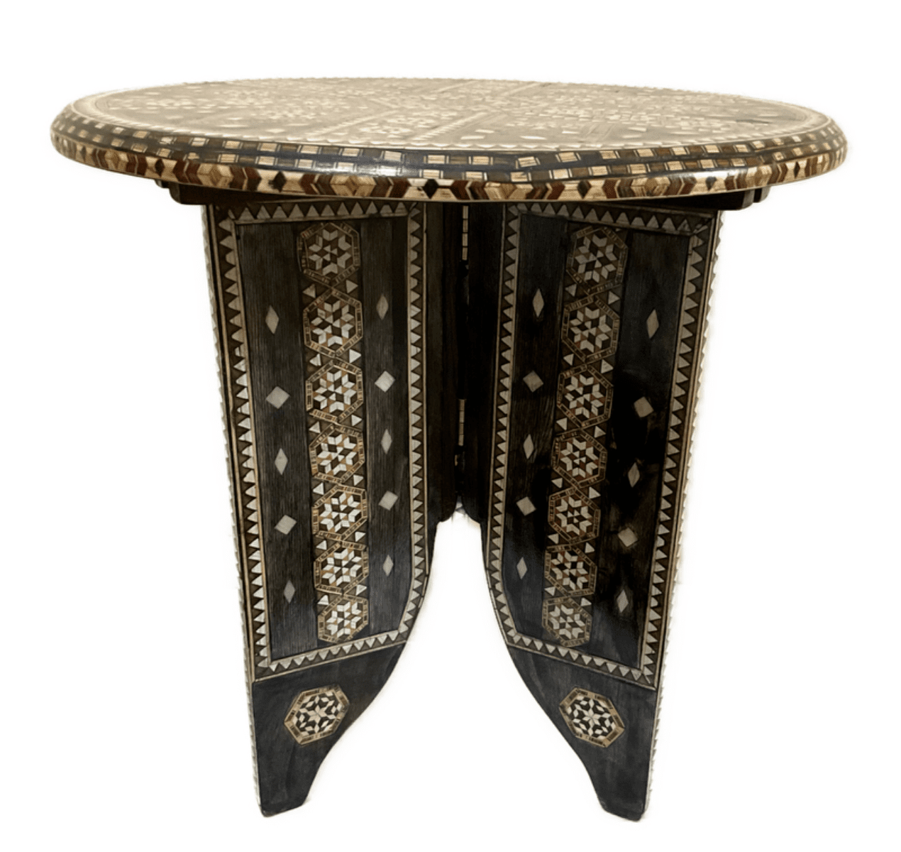 Handmade Wooden End Table Carving Wood Table Home Decor Mother of Pearl Inlay - Laila Hand Made Gifts