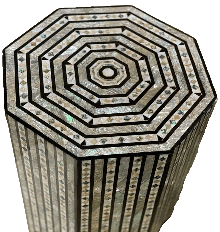 Handmade Wooden End Table Carving Wood Table Home Decor Mother of Pearl Inlay - Laila Hand Made Gifts