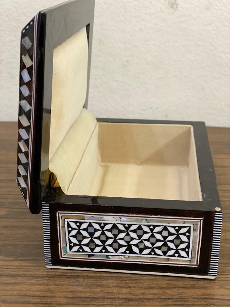 Handmade Wooden Jewelry Box Wood Trinket Storage Wood Box Mother of Pearl Inlay - Laila Hand Made Gifts