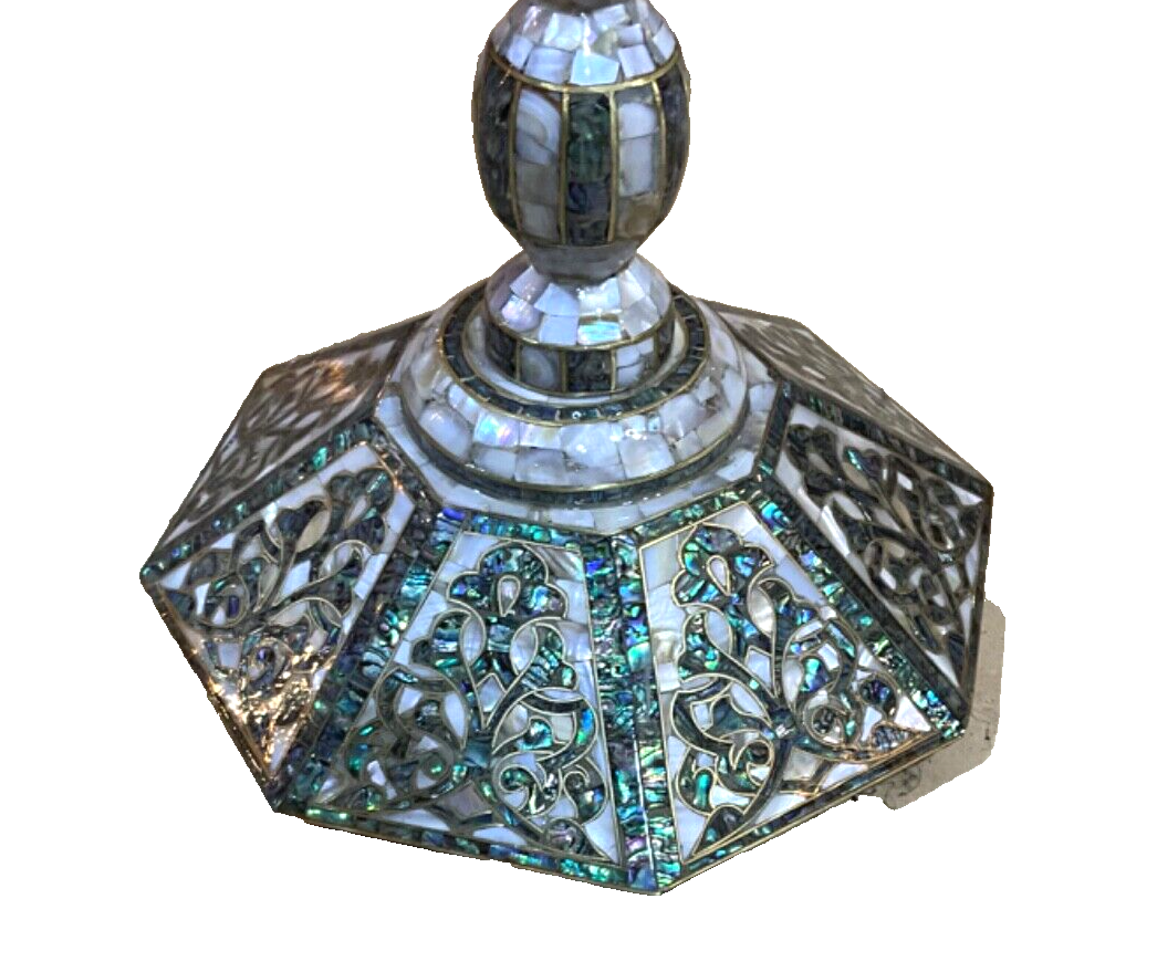 Handmade Wooden End Table Carving Wood Table Home Decor Mother of Pearl Inlay - Laila Hand Made Gifts