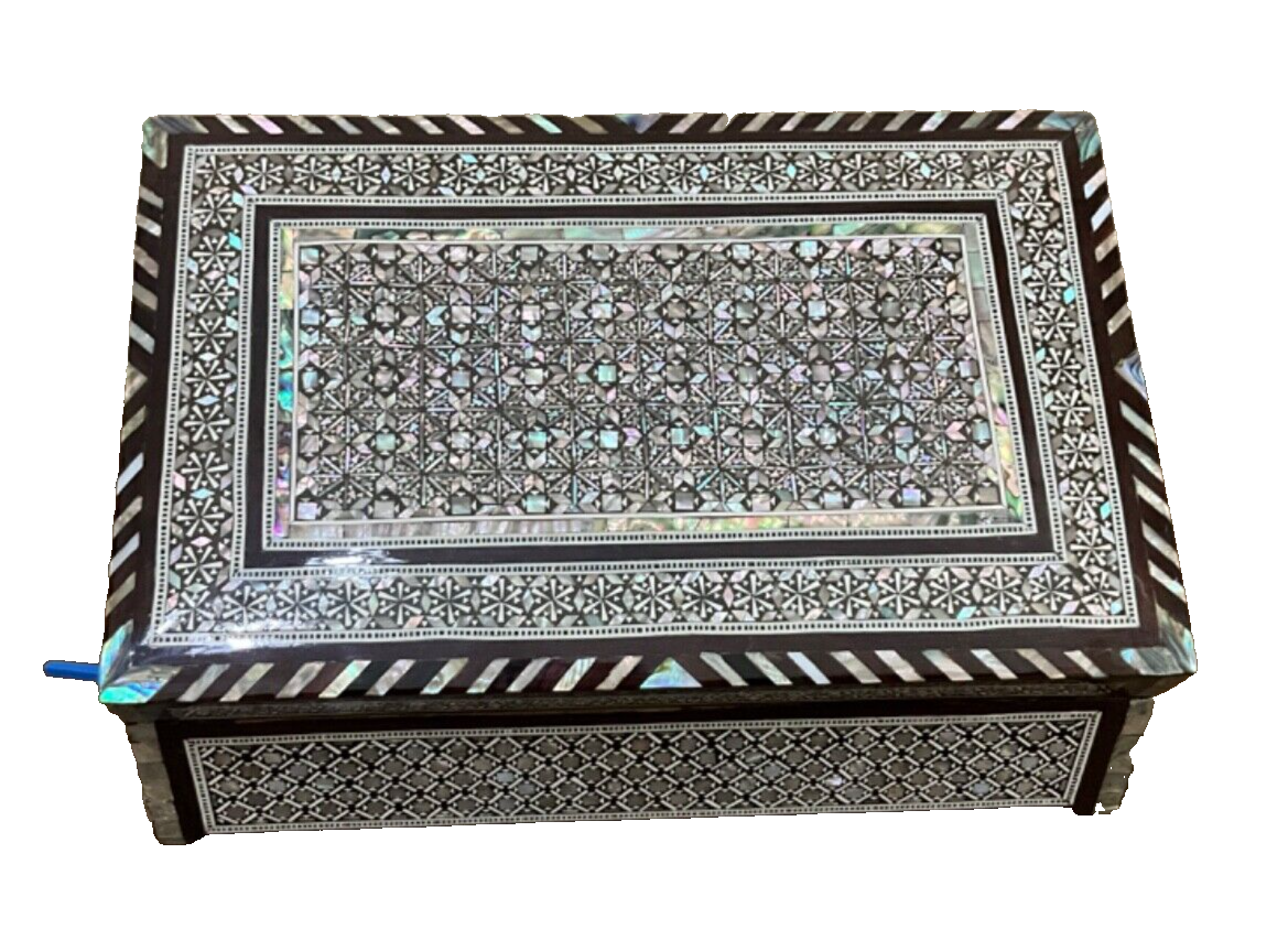 Handmade Wooden Jewelry Box Wood Trinket Storage Wood Box Mother of Pearl Inlay