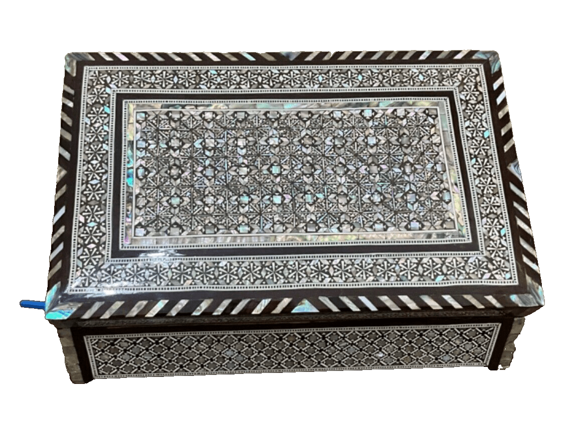 Handmade Wooden Jewelry Box Wood Trinket Storage Wood Box Mother of Pearl Inlay - Laila Hand Made Gifts