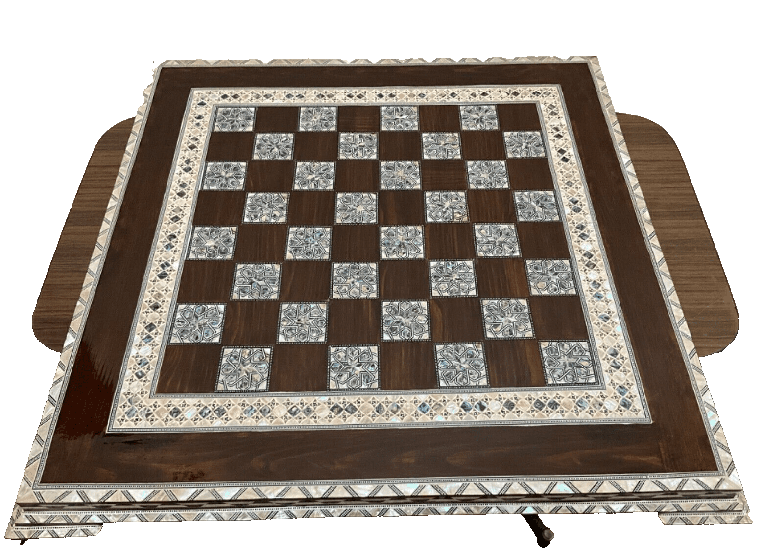 Handmade, Wood Chess Board, Game Board, Unique Board, Inlaid Mother of Pearl 25" - Laila Hand Made Gifts
