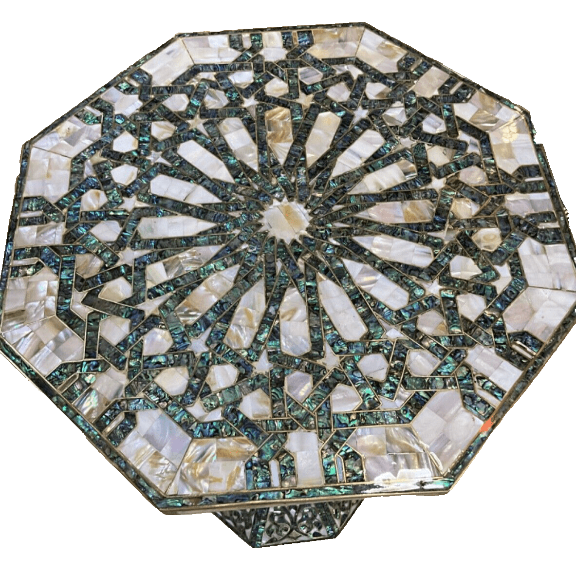 Handmade Wooden End Table Carving Wood Table Home Decor Mother of Pearl Inlay - Laila Hand Made Gifts