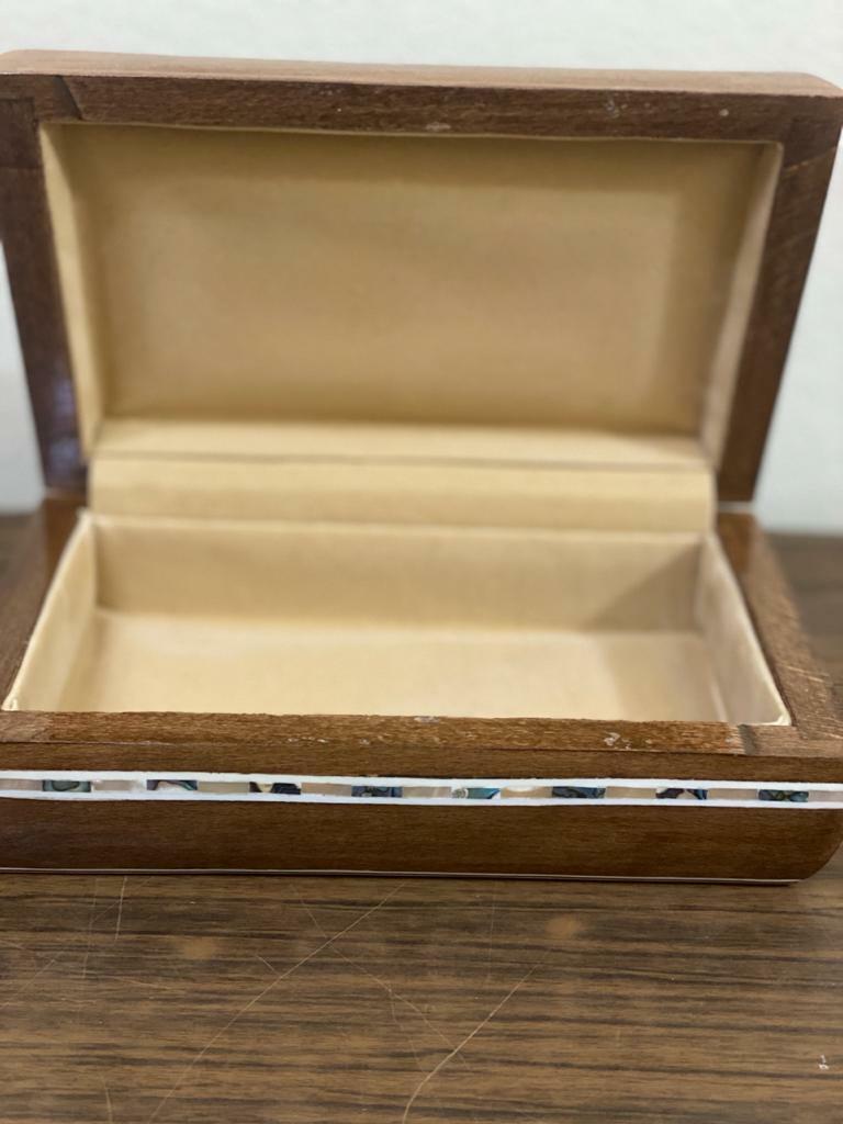 Handmade Wooden Jewelry Box Wood Trinket Storage Wood Box Mother of Pearl Inlay