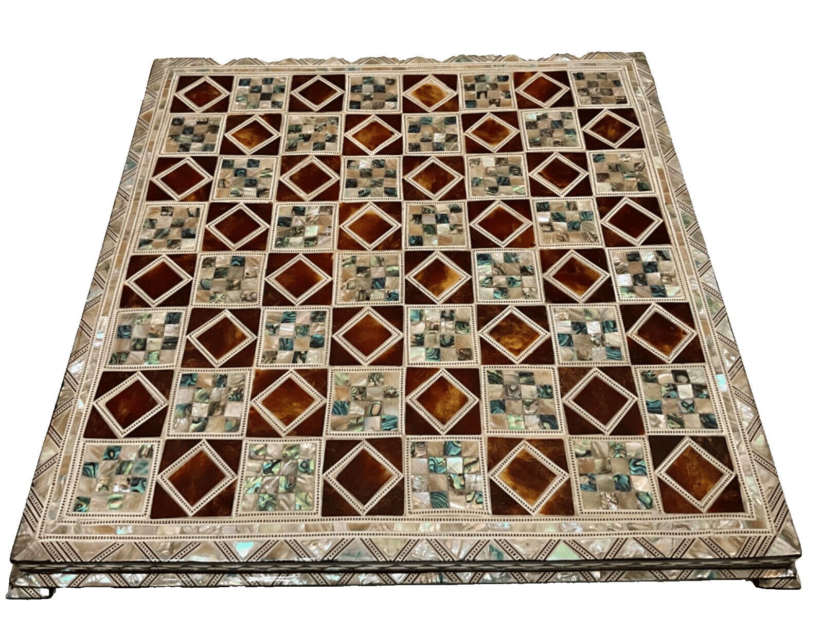 Handmade, Wood Chess Board, Game Board, Unique Board, Mother of Pearl Inlay 17" - Laila Hand Made Gifts