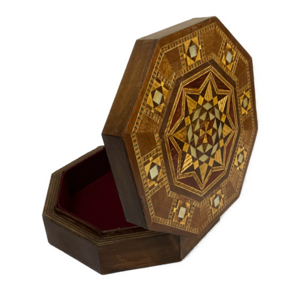 Handmade Wooden Jewelry Box Wood Trinket Storage Wood Box Marquetry Mosaic Inlay