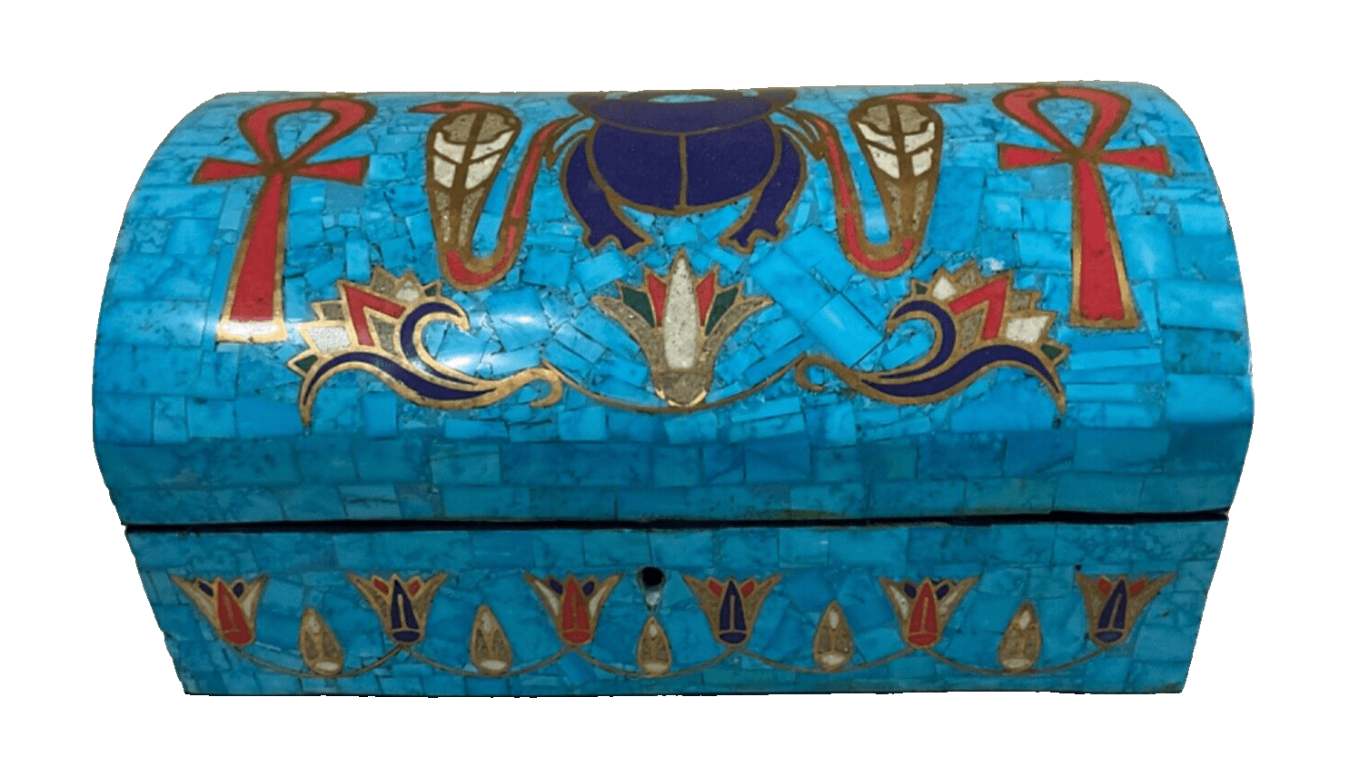 Handmade Antique Wood Jewelry Box, Gift Box, Wood Box, Inlaid Gemstones & Copper - Laila Hand Made Gifts