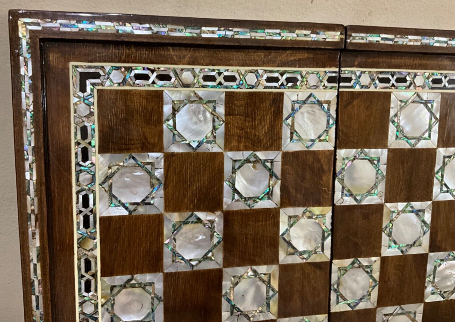 Handmade, Wooden Backgammon Board, Wood Chess Board, Mother of Pearl Inlay (20")
