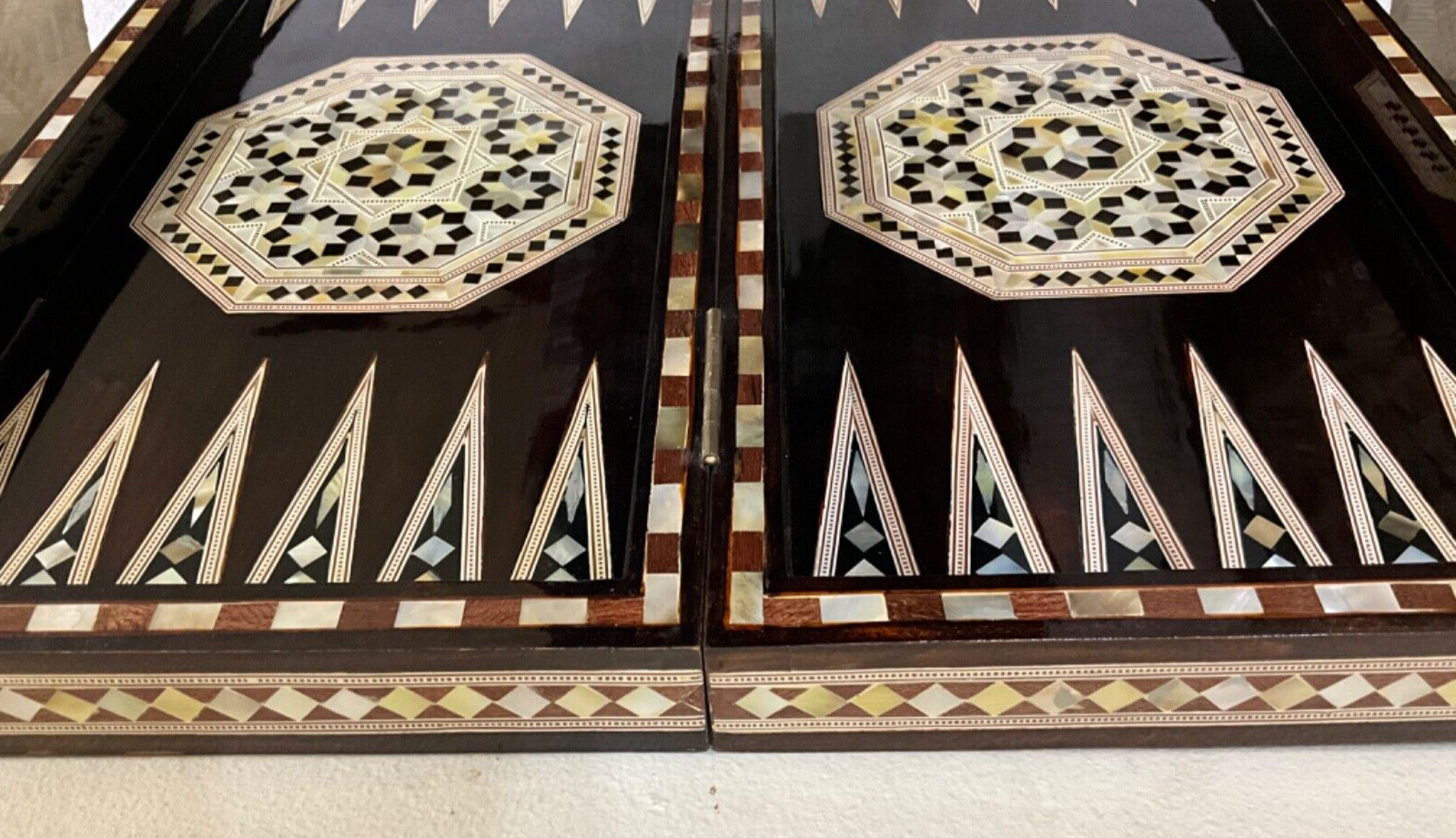 Handmade, Wooden Backgammon Board, Wood Chess Board, Mother of Pearl Inlay (21")