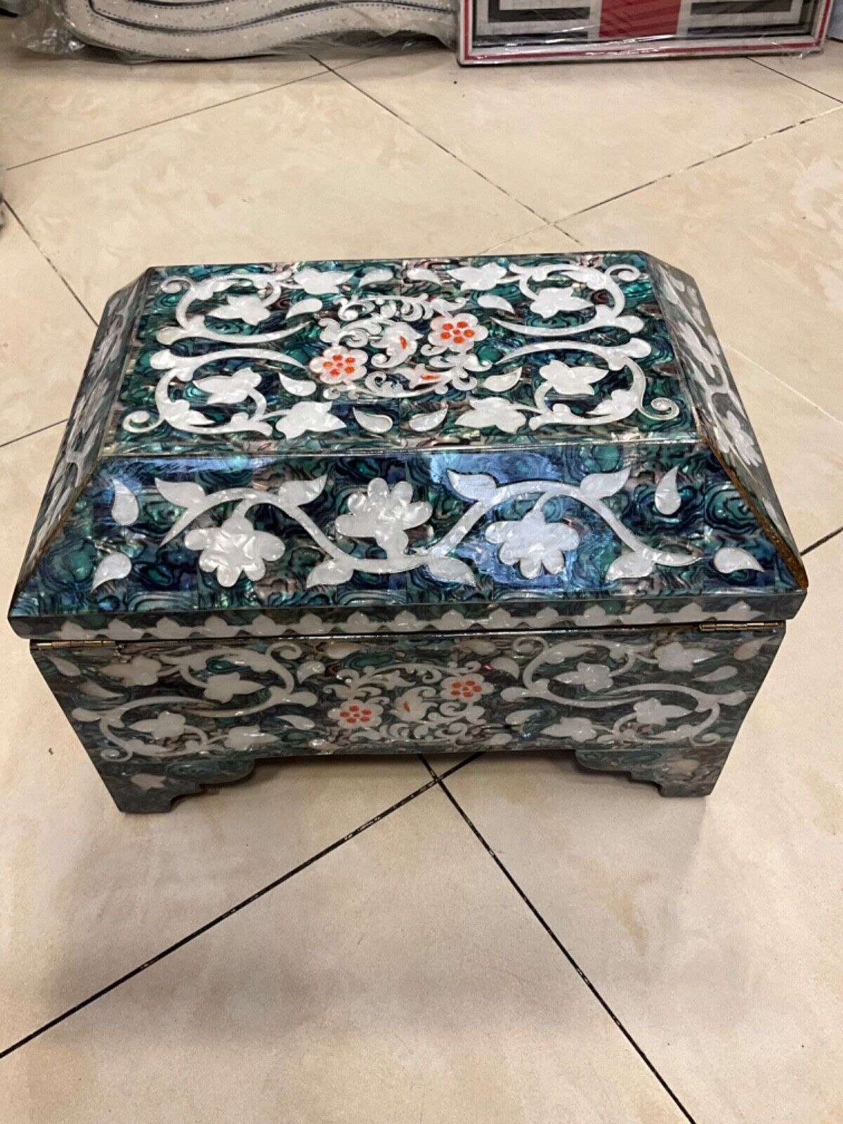 Handmade Wooden Jewelry Box Wood Trinket Storage Wood Box Mother of Pearl Inlay