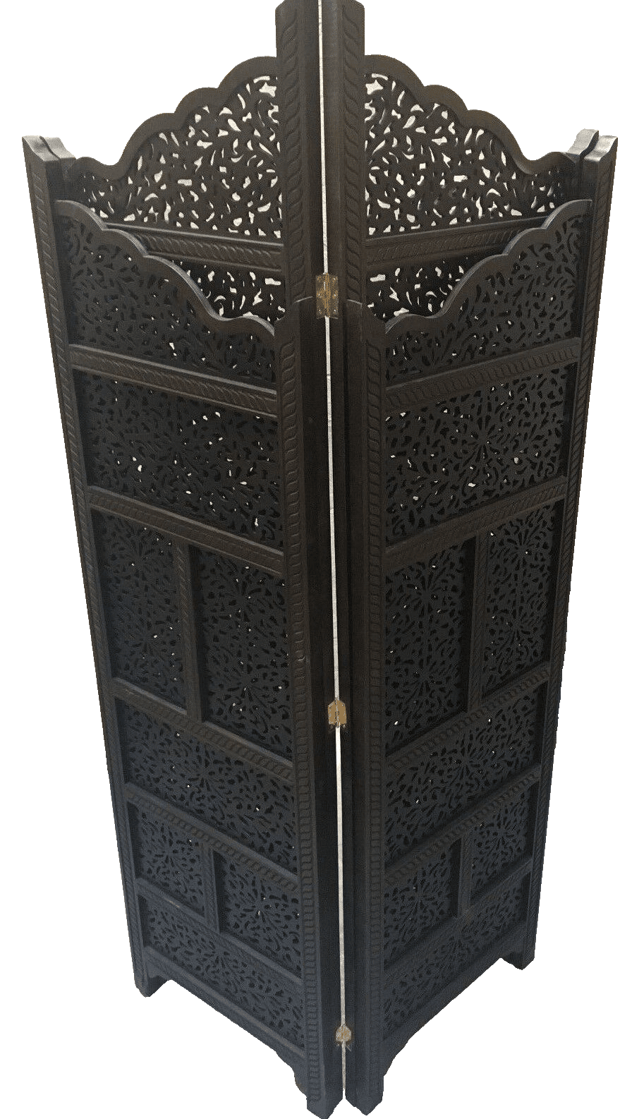 4 Panel Folding Wooden Room Divider Partition Privacy Screen Hand Carving Wood - Laila Hand Made Gifts