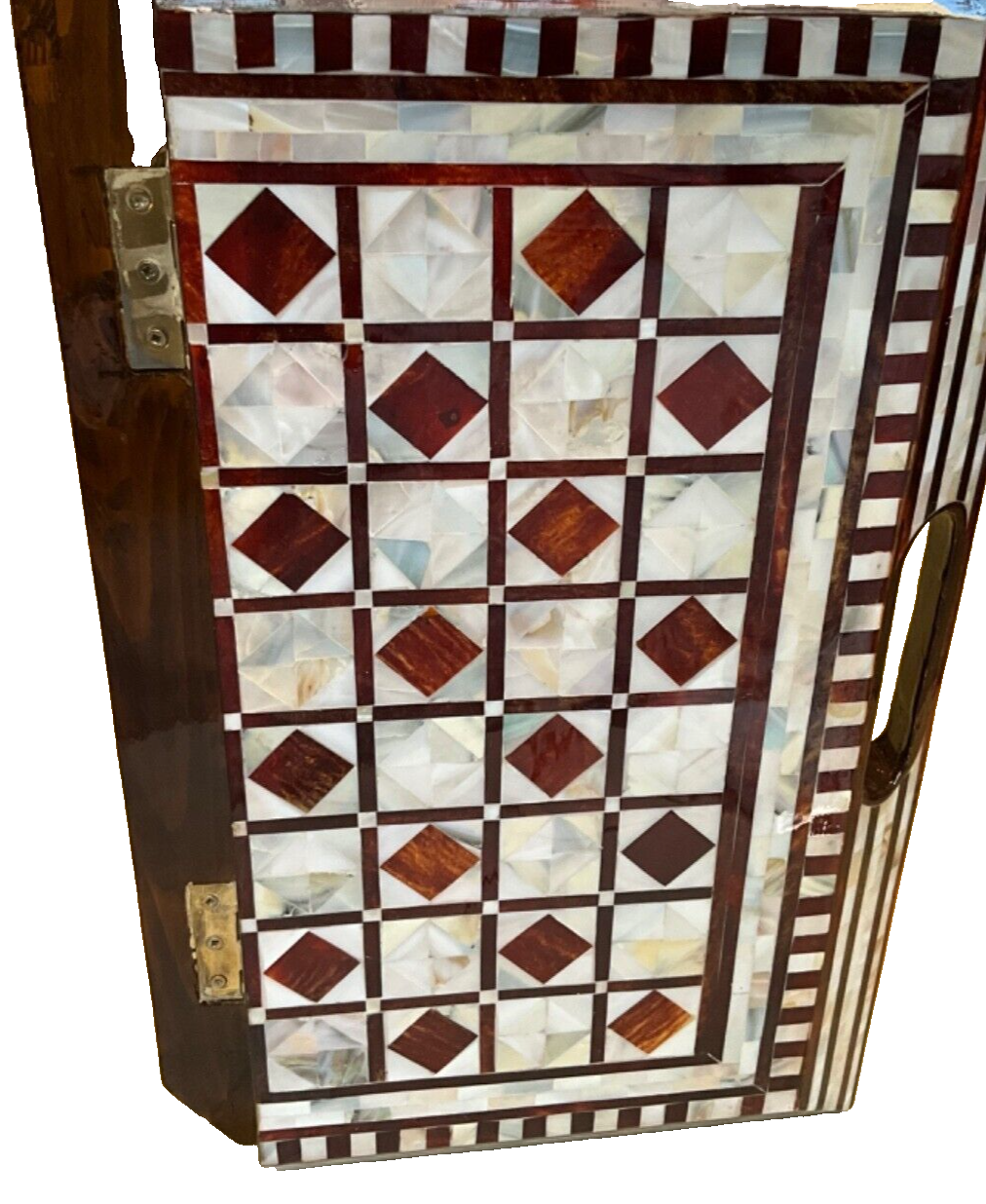 Handmade, Wood Backgammon Board, Wood Chess Board, Game Board Inlaid Shell (17")