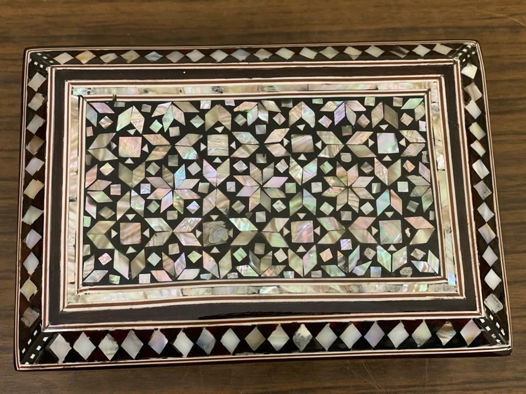Handmade Wooden Jewelry Box Wood Trinket Storage Wood Box Mother of Pearl Inlay