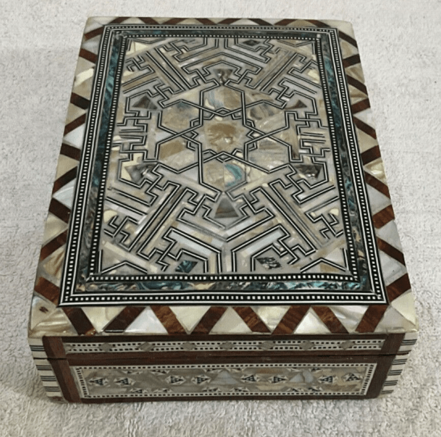 Handmade Wooden Jewelry Box Wood Trinket Storage Wood Box Mother of Pearl Inlay - Laila Hand Made Gifts