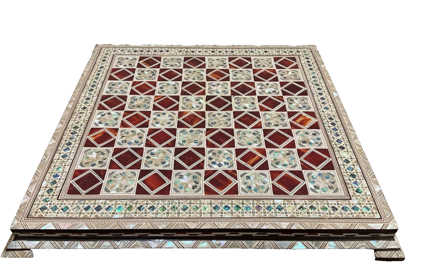 Handmade, Wood Chess Board, Game Board, Unique Board, Inlaid Mother of Pearl 17"