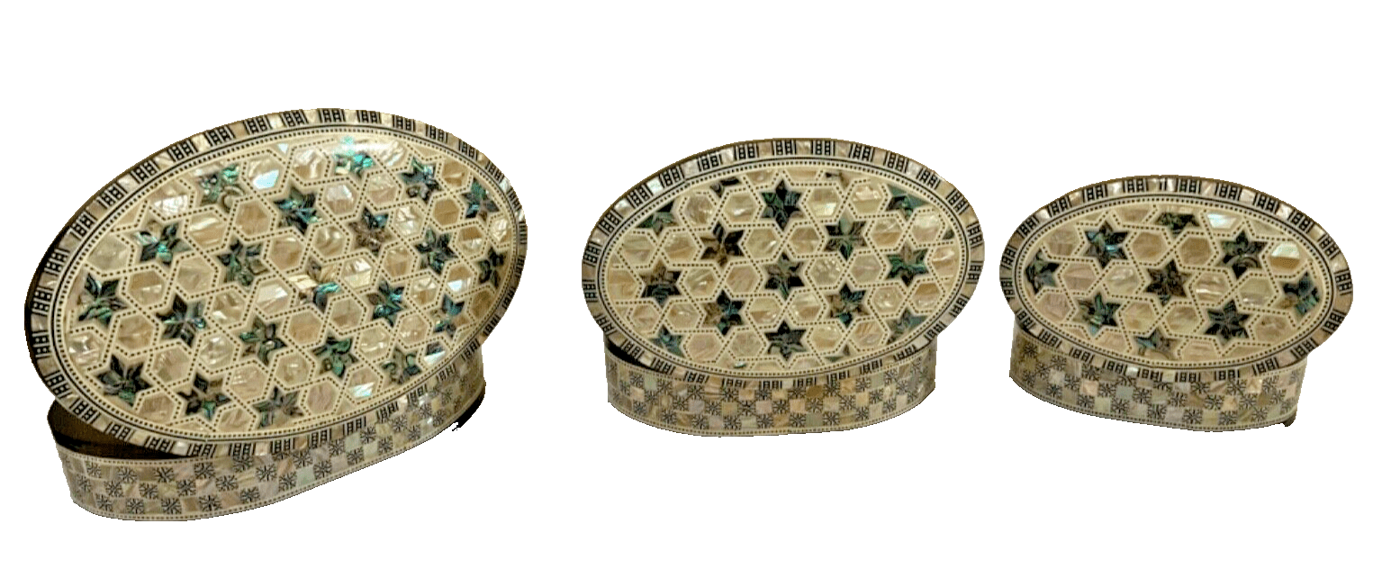 Handmade Wooden Jewelry Box Wood Trinket Storage Wood Box Mother of Pearl Inlay - Laila Hand Made Gifts