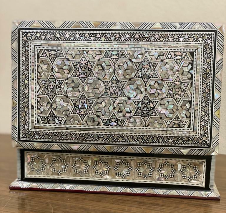 Handmade Wooden Jewelry Box Wood Trinket Storage Wood Box Mother of Pearl Inlay