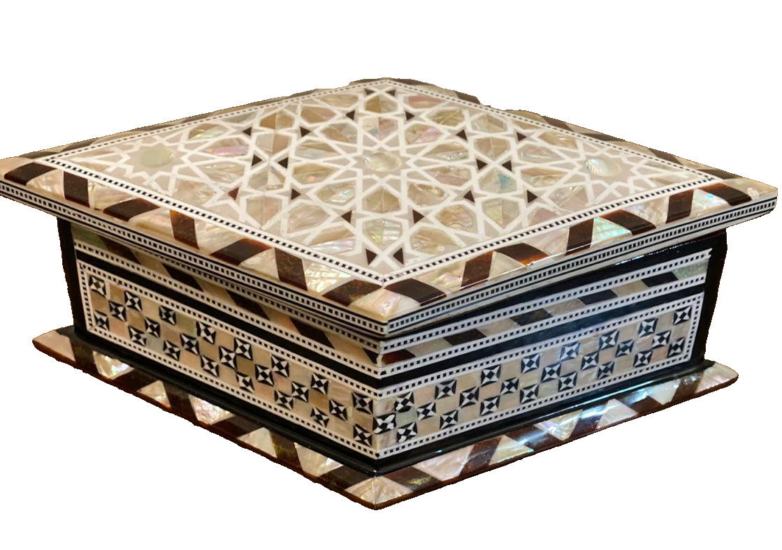 Handmade Wooden Jewelry Box Wood Trinket Storage Wood Box Mother of Pearl Inlay