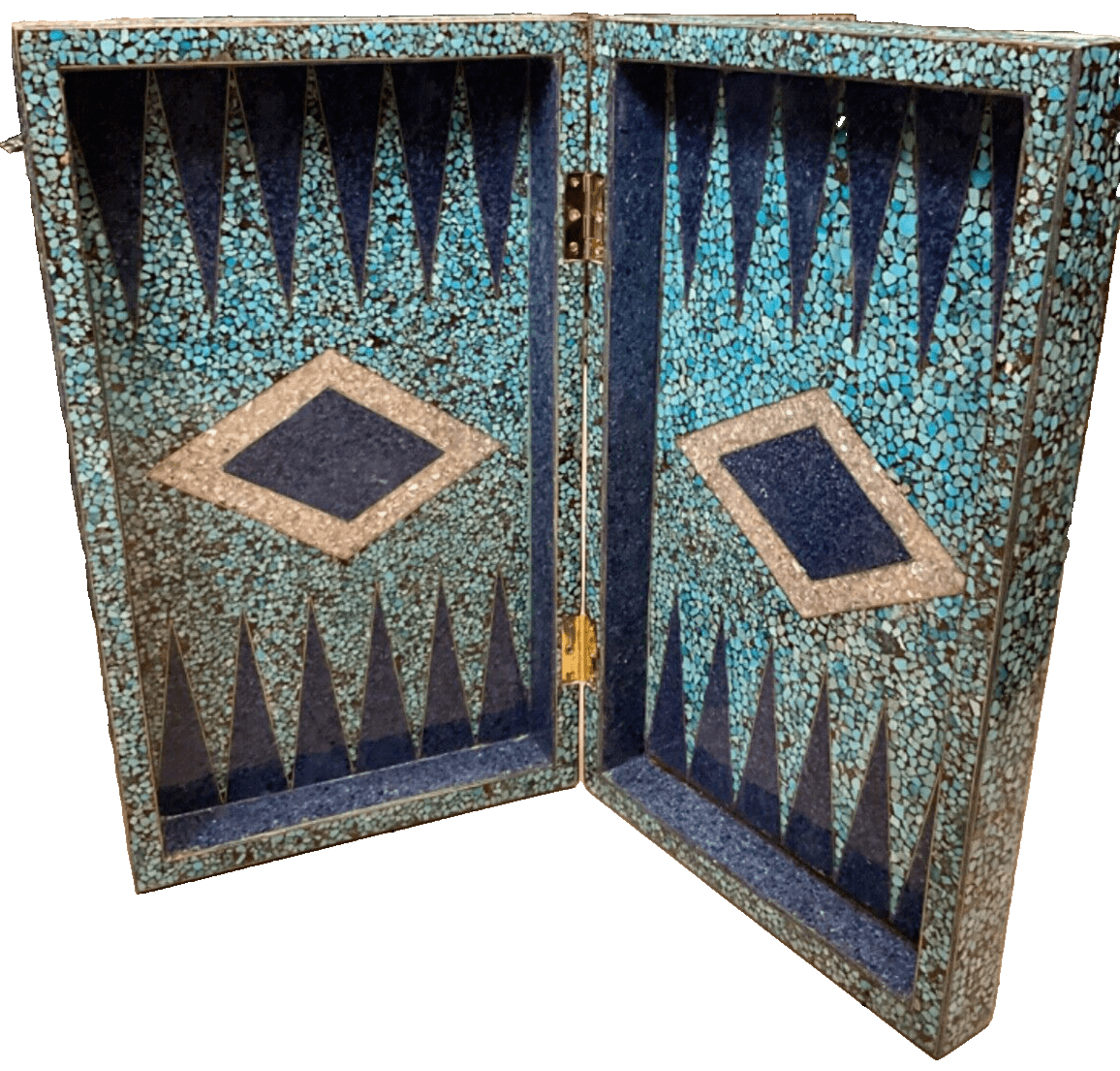 Handmade, Wood Backgammon Board, Wood Chess Board, Inlaid Pearl & Gemstones 20" - Laila Hand Made Gifts