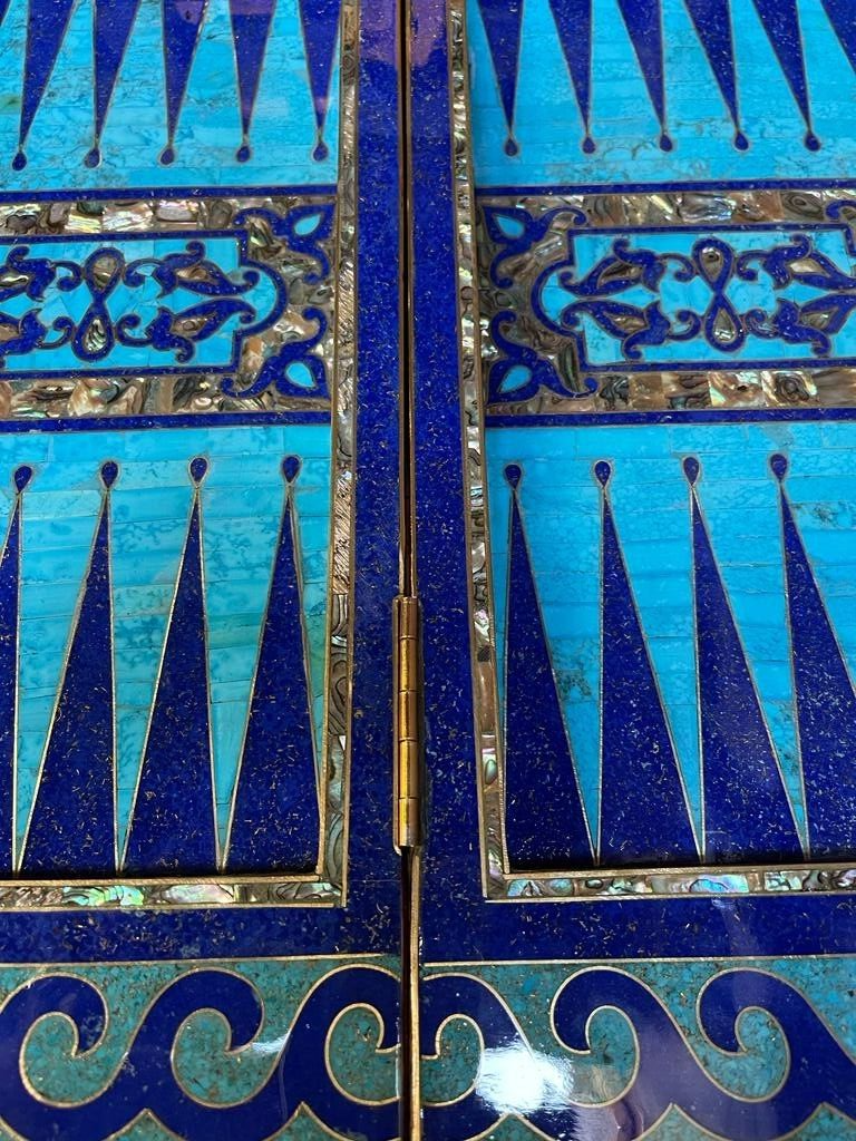 Handmade, Wooden Backgammon Board, Wood Chess Board, Mother of Pearl Inlay 21.6" - Laila Hand Made Gifts