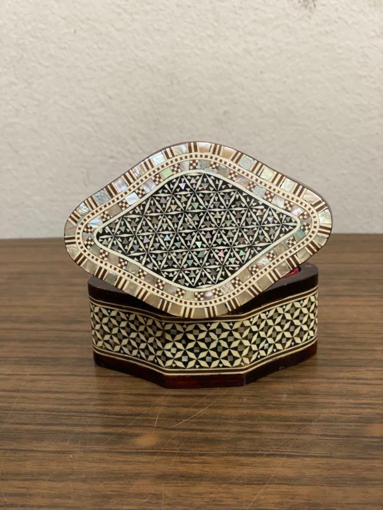Handmade Wooden Jewelry Box Wood Trinket Storage Wood Box Mother of Pearl Inlay - Laila Hand Made Gifts