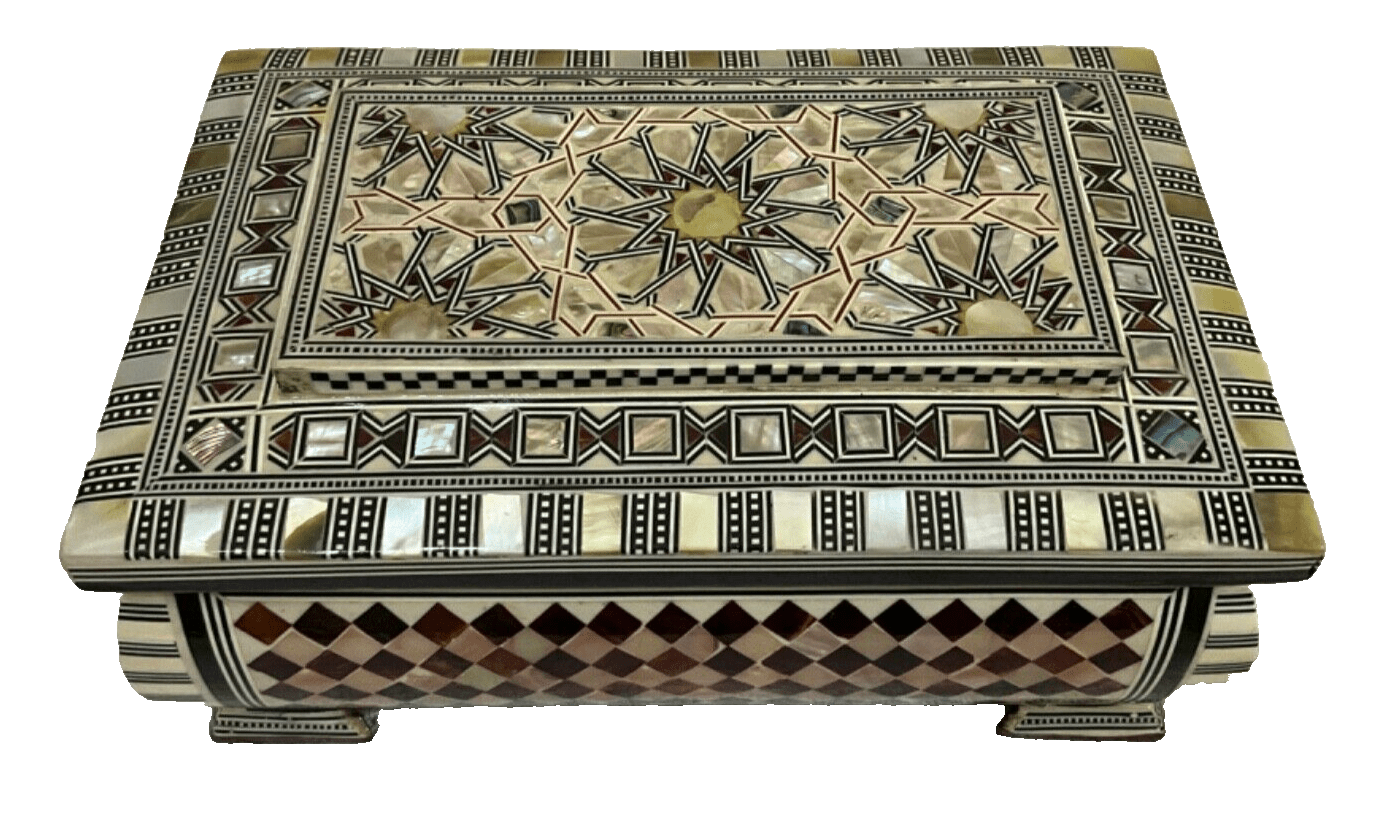 Handmade Wooden Jewelry Box Wood Trinket Storage Wood Box Mother of Pearl Inlay - Laila Hand Made Gifts