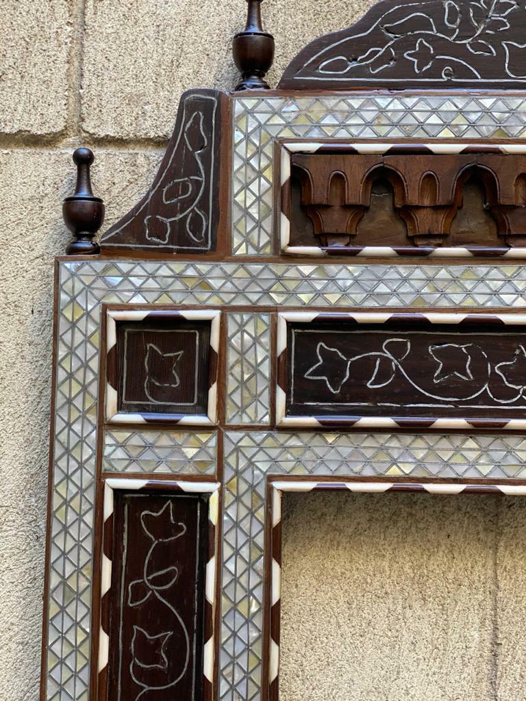 Handmade Mother of pearl Inlay Wood Wall Hanging Mirror Frame Antique Home Decor - Laila Hand Made Gifts
