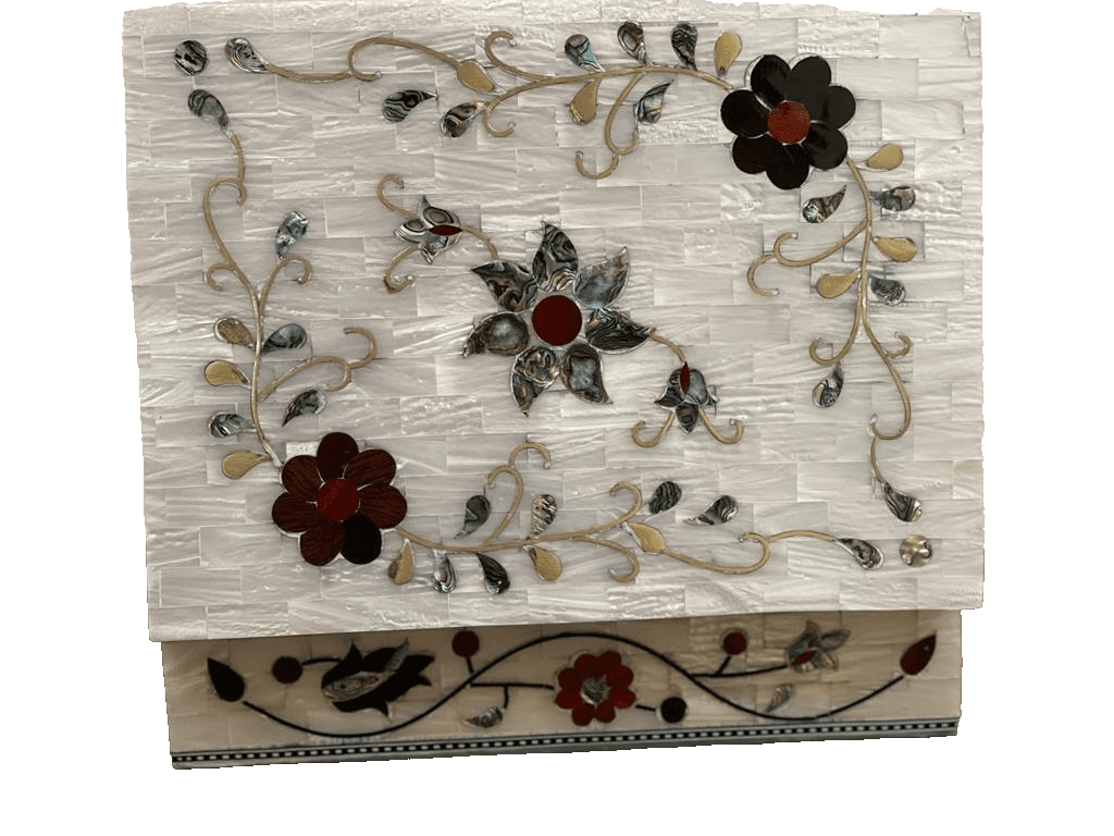 Handmade Wooden Jewelry Box Wood Trinket Storage Wood Box Mother of Pearl Inlay - Laila Hand Made Gifts