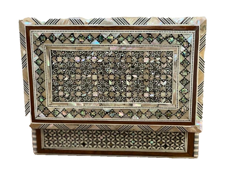 Handmade Wooden Jewelry Box Wood Trinket Storage Wood Box Mother of Pearl Inlay