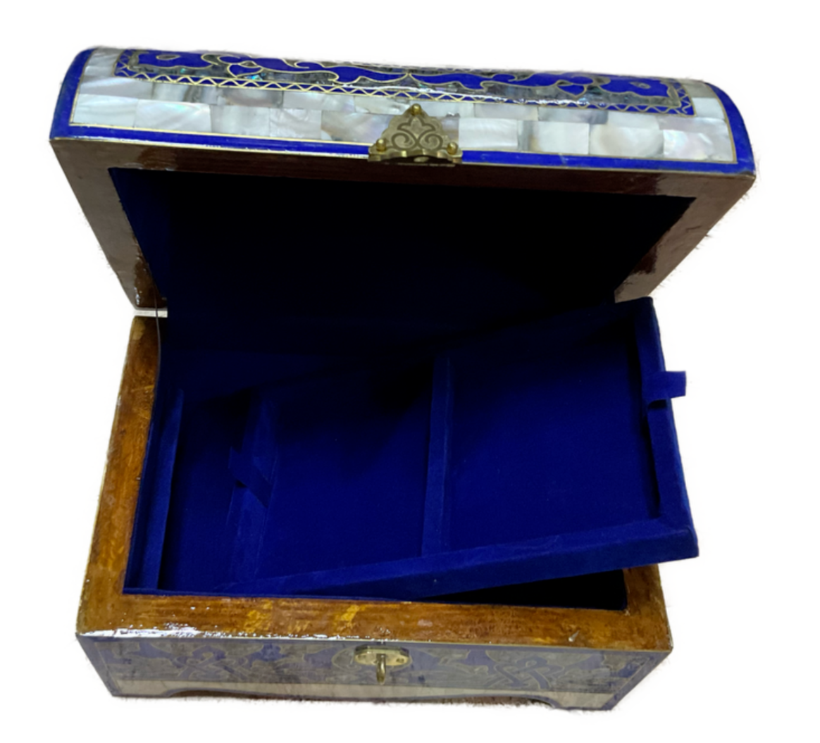 Handmade Wooden Jewelry Box Wood Trinket Storage Wood Box Mother of Pearl Inlay