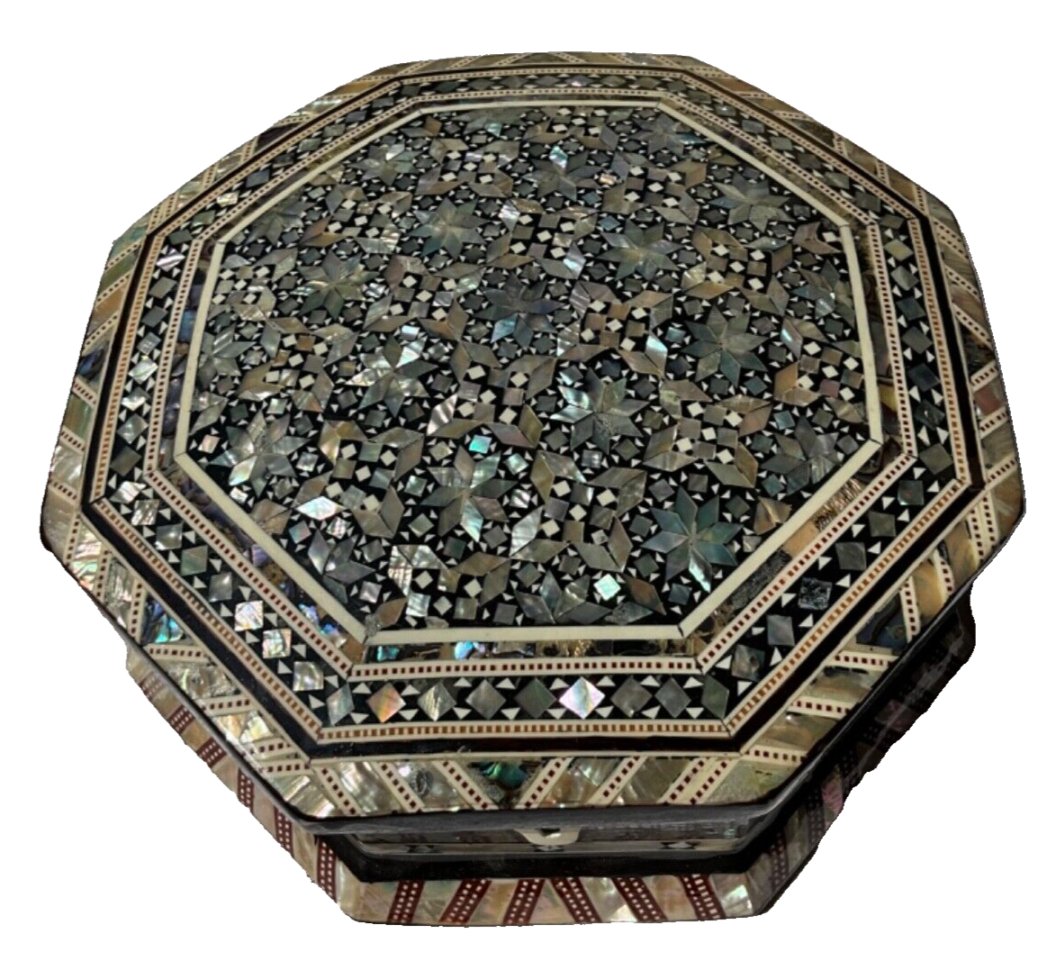 Handmade Wooden Jewelry Box Wood Trinket Storage Wood Box Mother of Pearl Inlay