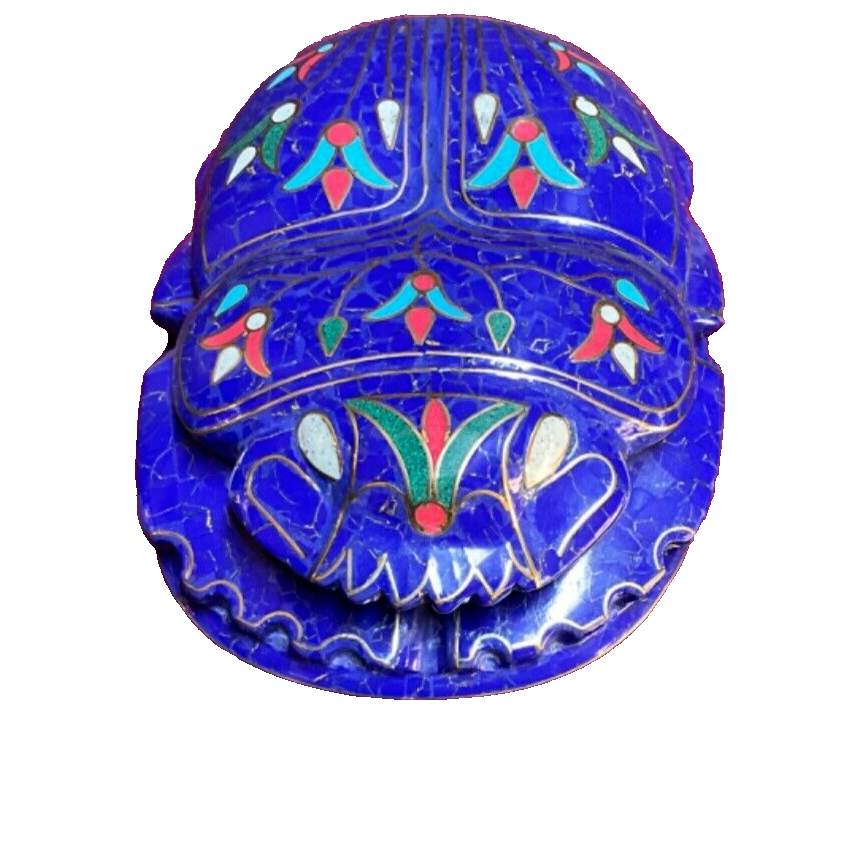 Handmade, Egyptian Pharaonic Scarab , Symbol of Good Luck, Lapis & Turquoise 10" - Laila Hand Made Gifts