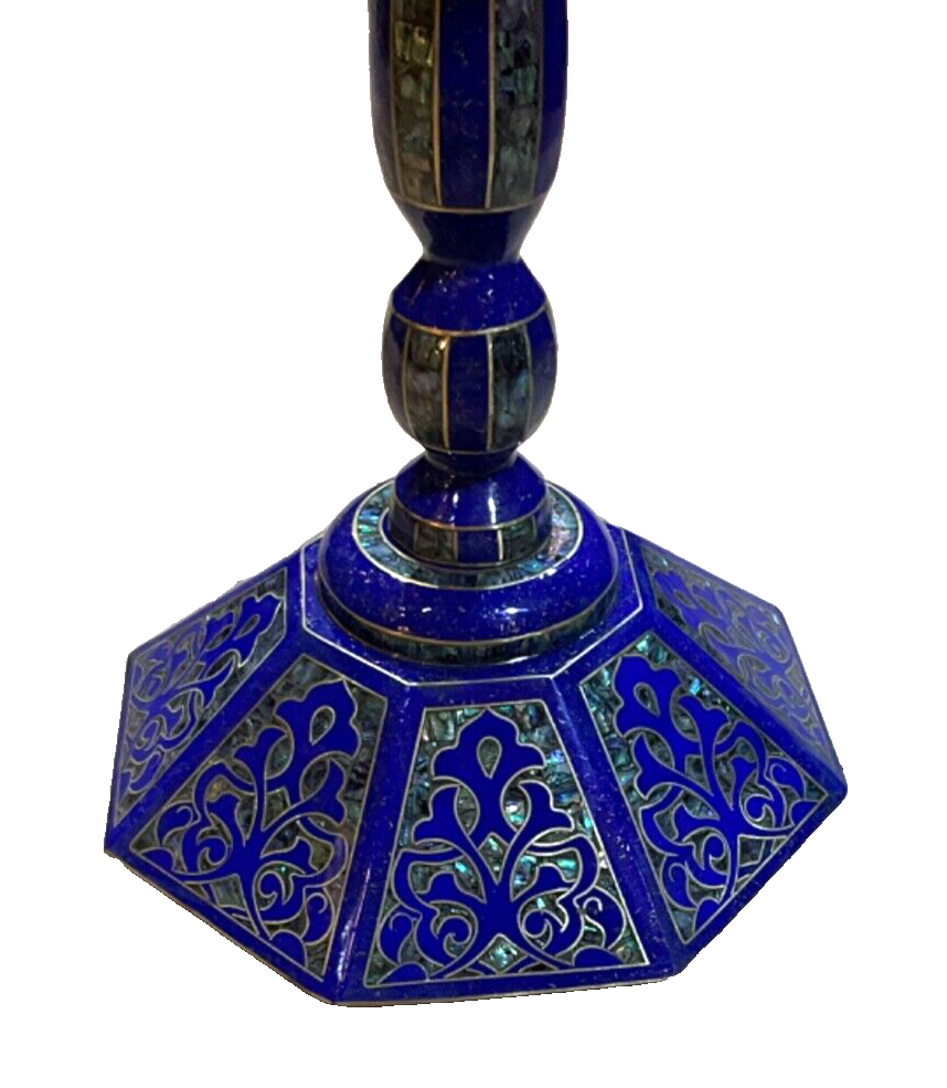 Handmade Wooden End Table Carving Wood Table Home Decor Mother of Pearl Inlay