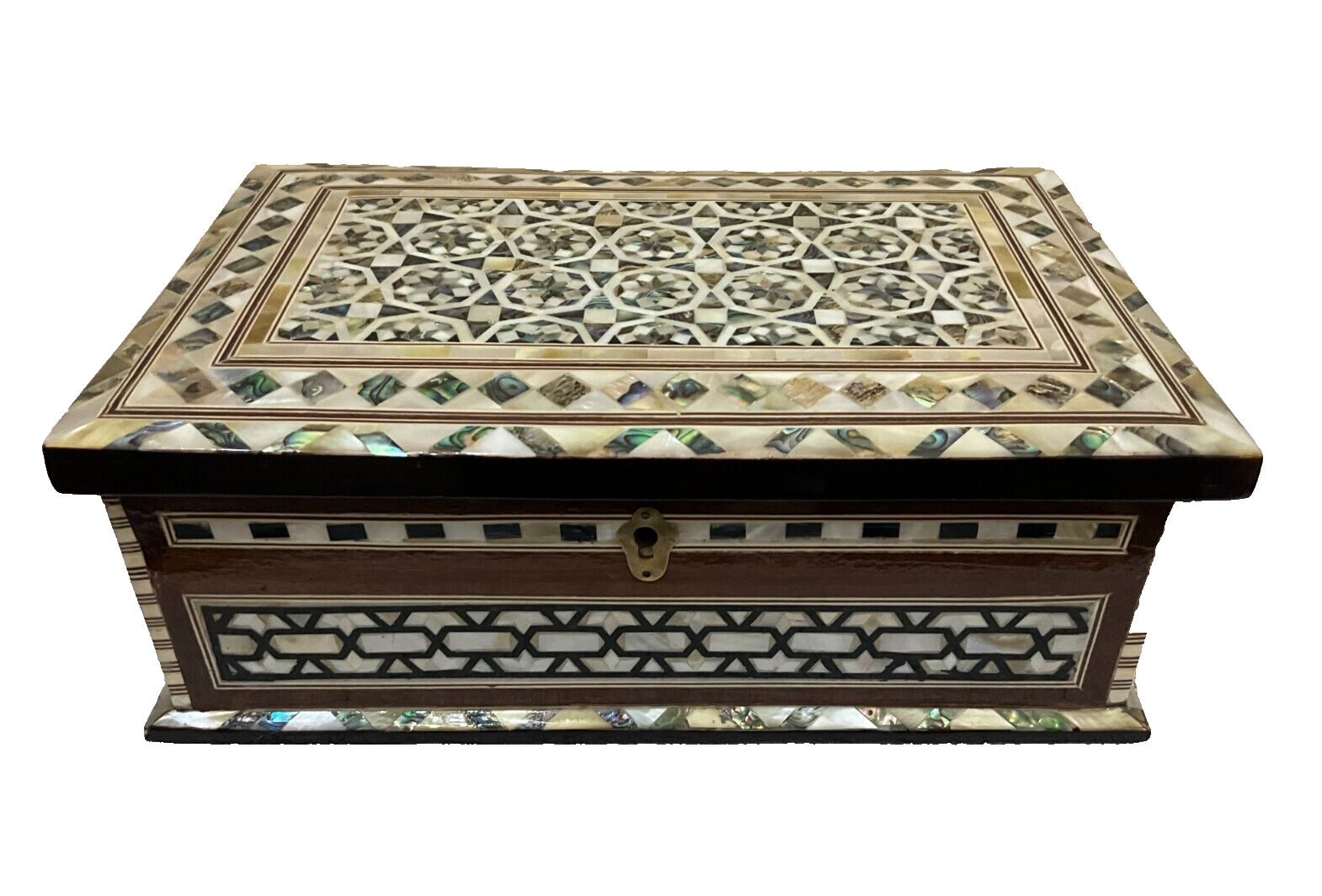 Handmade Wooden Jewelry Box Wood Trinket Storage Wood Box Mother of Pearl Inlay