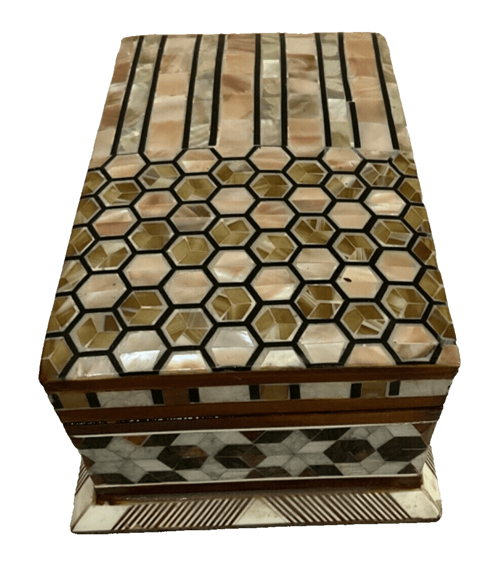 Handmade Wooden Jewelry Box Wood Trinket Storage Wood Box Mother of Pearl Inlay - Laila Hand Made Gifts