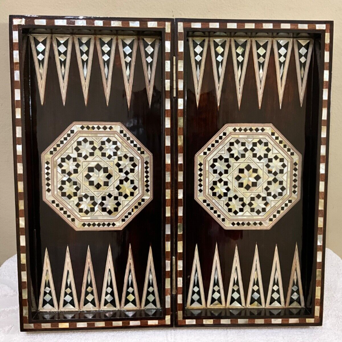 Handmade, Wooden Backgammon Board, Wood Chess Board, Mother of Pearl Inlay (21")