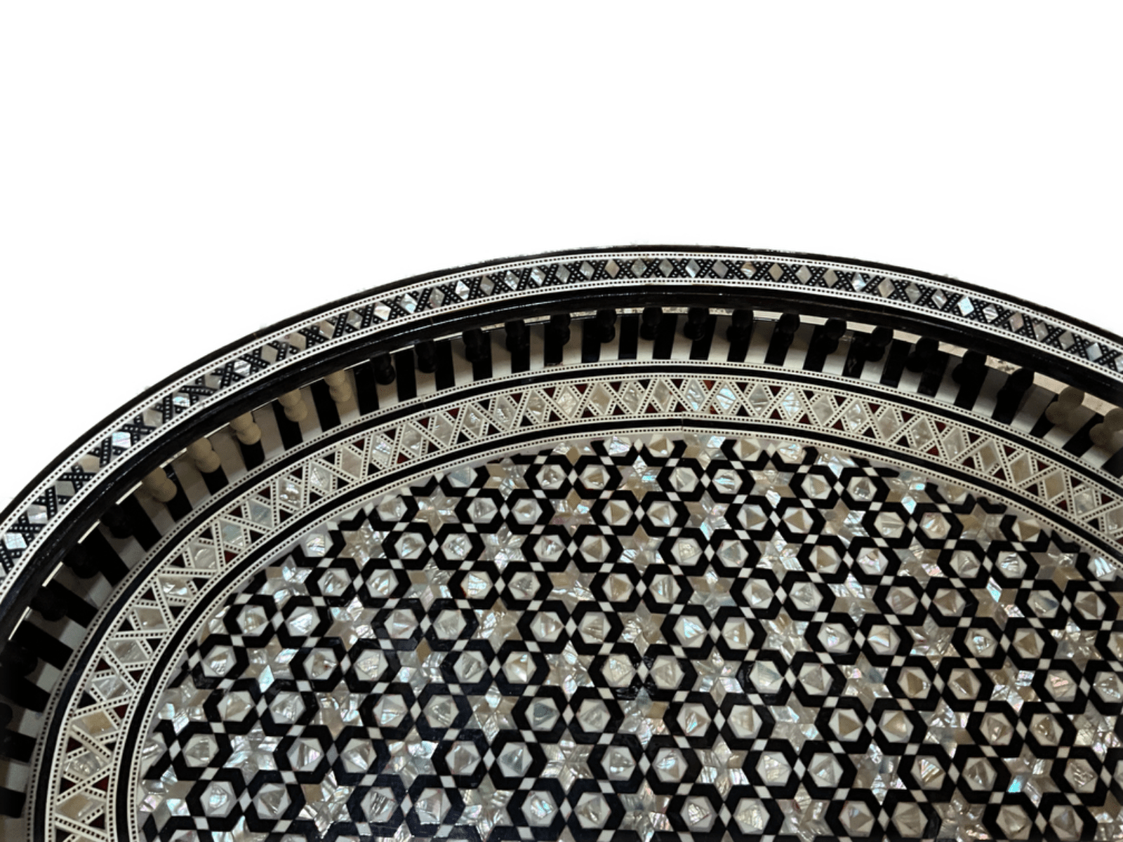 Antique Handmade Serving wood Tray inlaid Mother of Pearl (20"x14.8") - Laila Hand Made Gifts