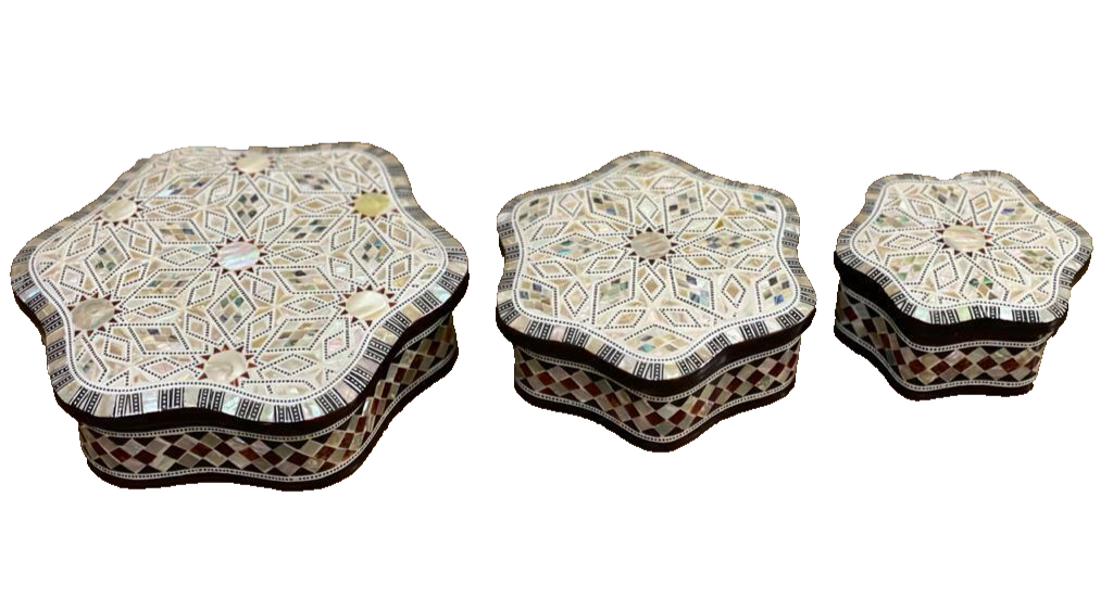 Handmade Wooden Jewelry Box Wood Trinket Storage Wood Box Mother of Pearl Inlay