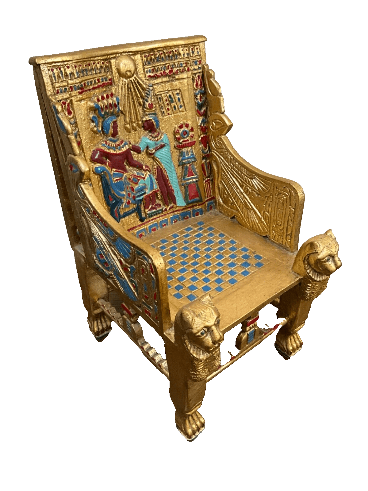 Mini King Tut Throne Replica – Handmade Egyptian Collectible Figurine Chair Decor - Laila Hand Made Gifts