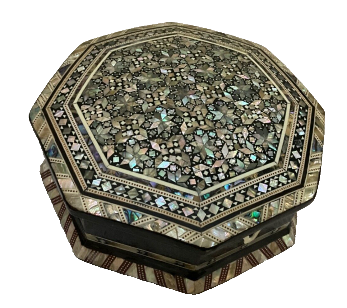 Handmade Wooden Jewelry Box Wood Trinket Storage Wood Box Mother of Pearl Inlay