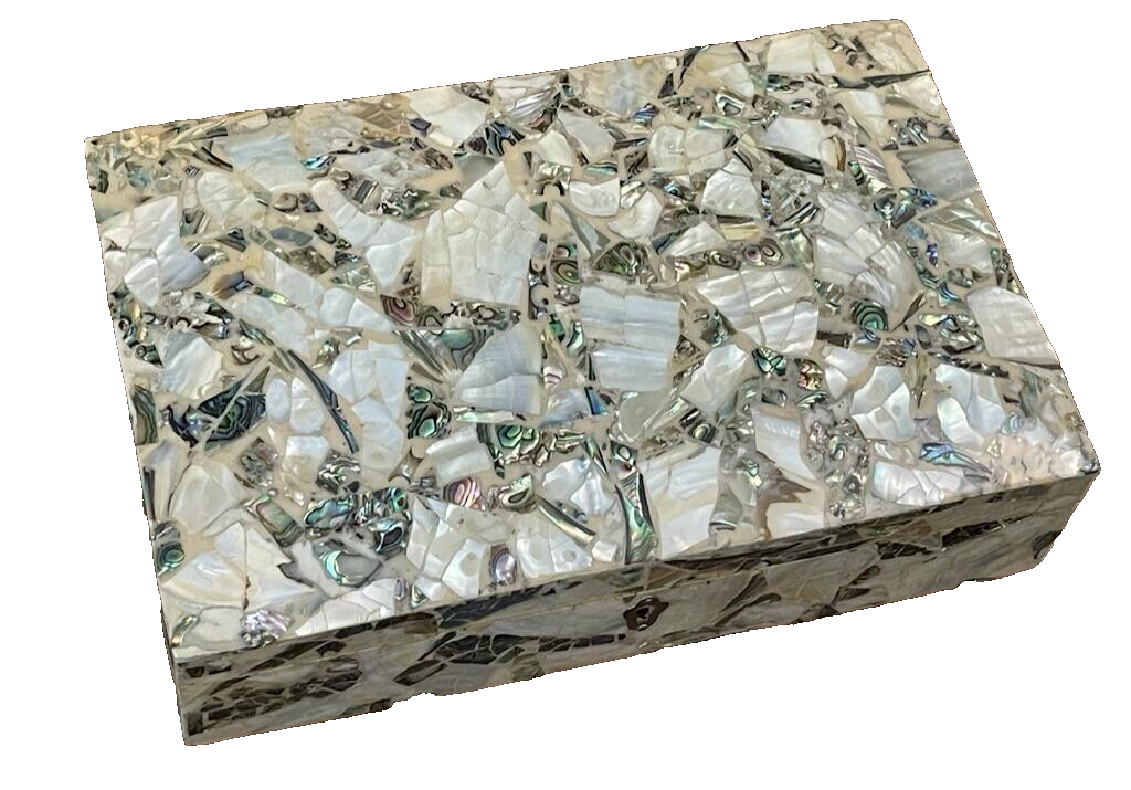 Handmade Wooden Jewelry Box Wood Trinket Storage Wood Box Mother of Pearl Inlay