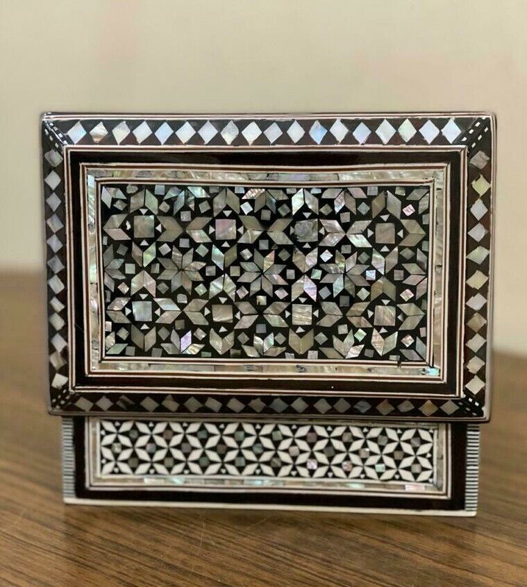 Handmade Wooden Jewelry Box Wood Trinket Storage Wood Box Mother of Pearl Inlay - Laila Hand Made Gifts